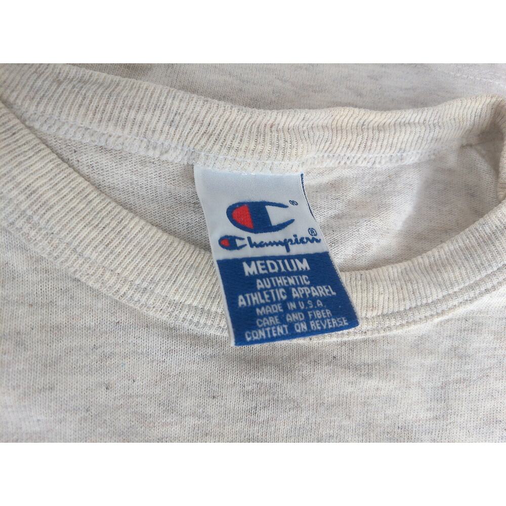 Vintage Champion T-Shirt 90s Embroidered Script Logo Heather Gray Made in USA M - Picture 4 of 11